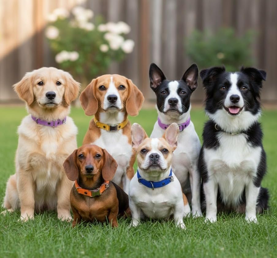 Image of Soft Padded Dog Collar for Small, Medium & Large Dogs - Adjustable Comfort Belt, Durable Nylon with Gentle Cushioning, No-Choke Design for Daily Walks & Training (Multicolor - 7.5 Inches)