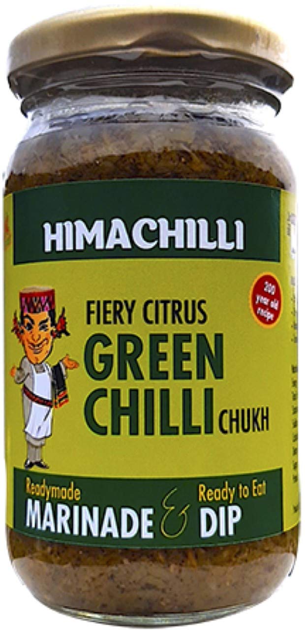 HIMACHILLI Traditional Green Chilli Chukh Chamba Chukh from Himachal Fiery, Hot, Citrus, Green Chilli Pickle, Paste & Marinade (200gm)