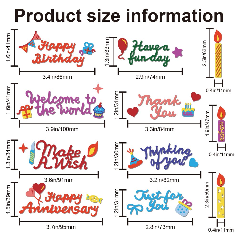 GLOBLELAND 10 Fustelle Metalliche Tedesche Per Scrapbooking - Frasi Di Compleanno E Auguri Per Biglietti Fai Da Te