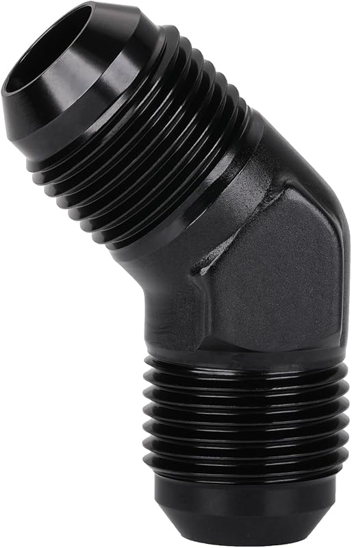 Adaptador União 8AN Macho para 8AN Macho 45° Podavelle em Alumínio Preto – 1 unidade