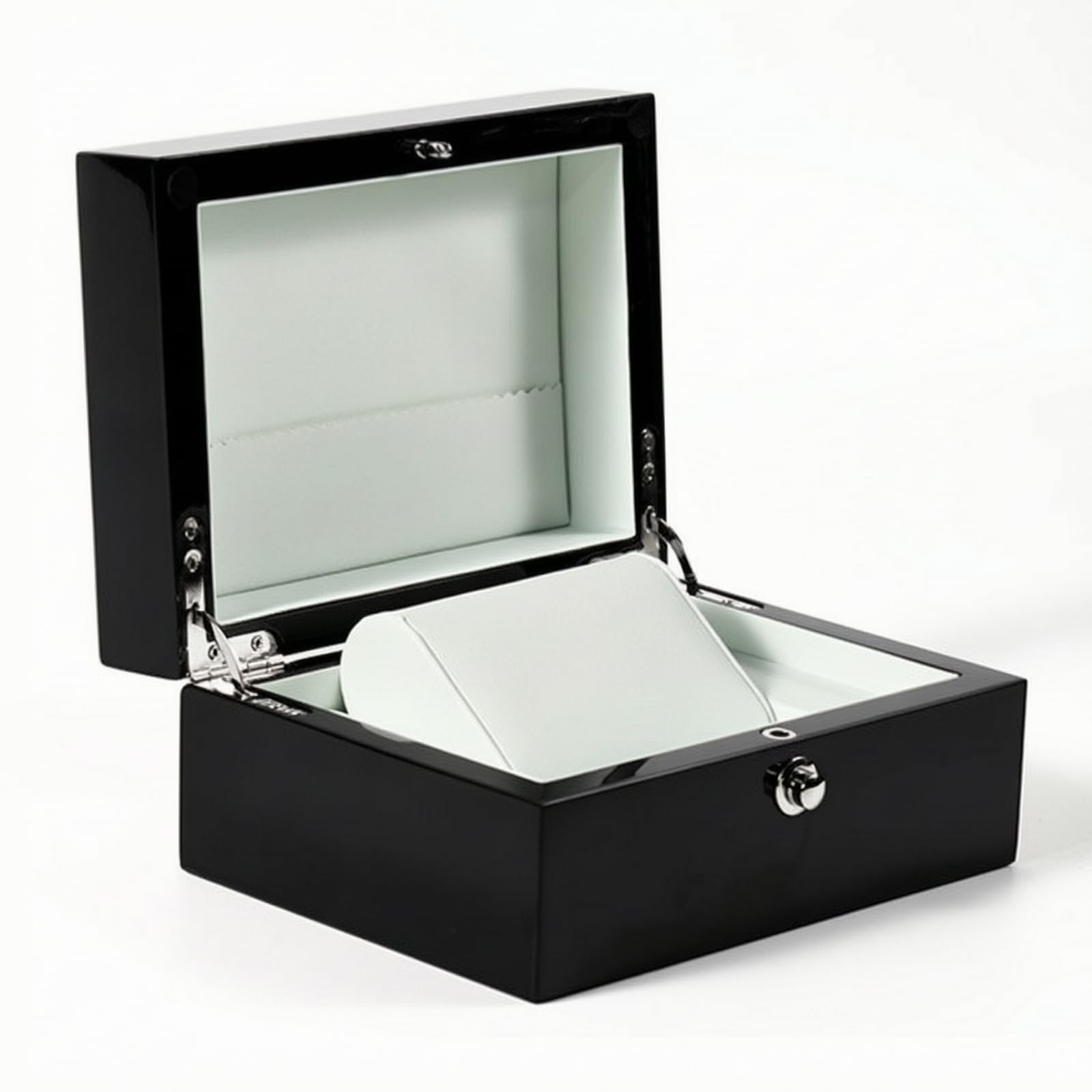 Caja para Reloj Estuche Organizador Vitrina Joyero con Almohadilla Extraíble en MDF Lacado y Forro de Terciopelo Cierre de Botón Adecuada para Regalo Oficina Dormitorio Vitrina de Colección