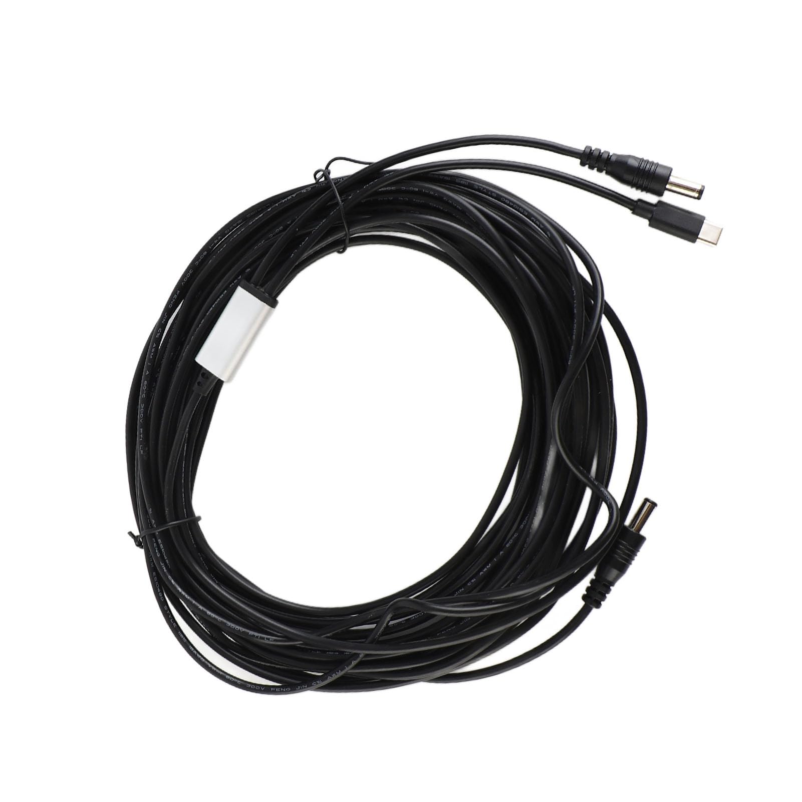 Câble d'alimentation CC de 32,8 pieds de longueur mâle à mâle et USB C, rallonge d'alimentation CC étanche