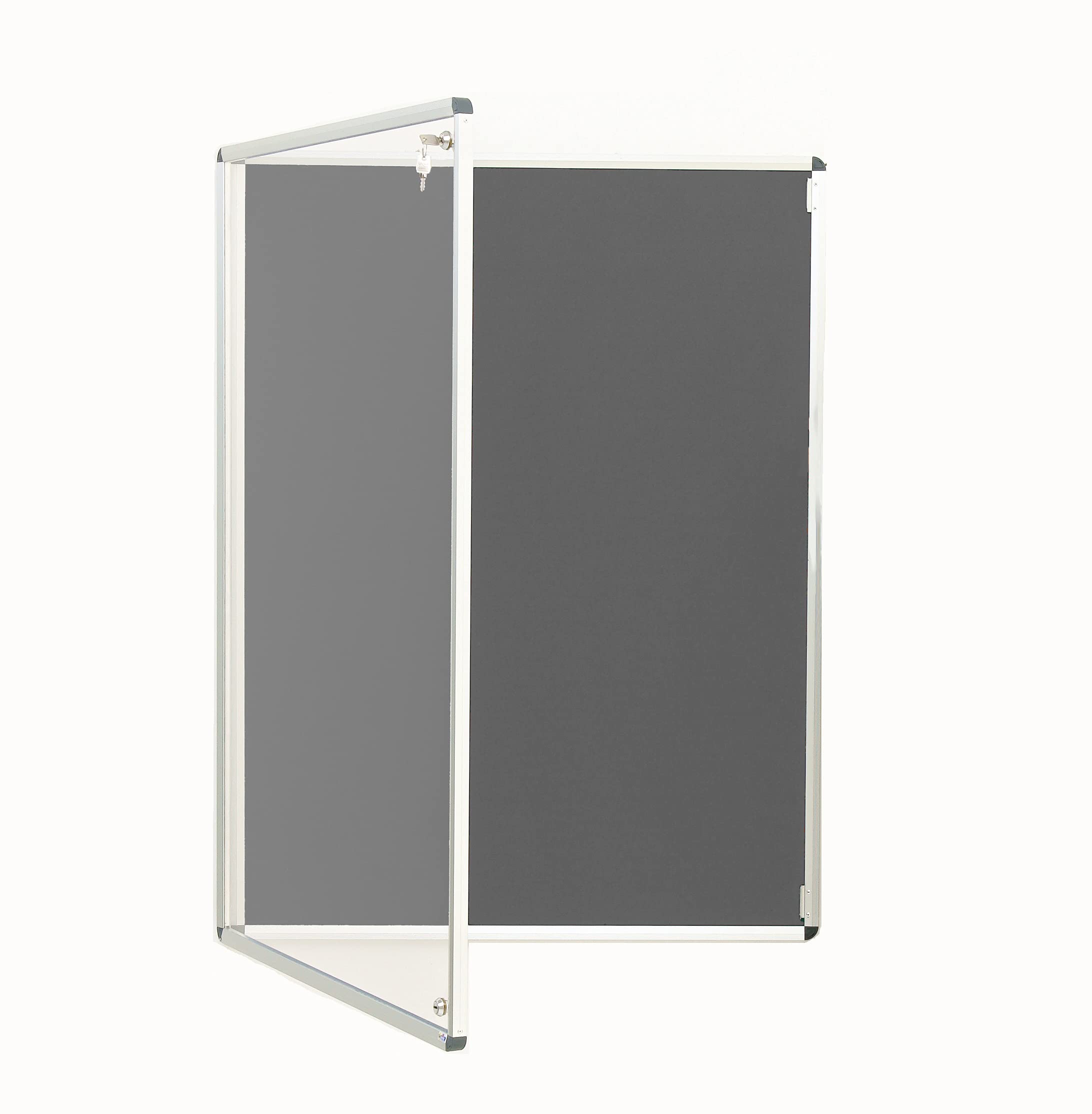 Grey Fully Fire Retardant Lockable Notice Board [2 Locks] - Tamperproof Display Board [14 Colours] [6 Sizes]