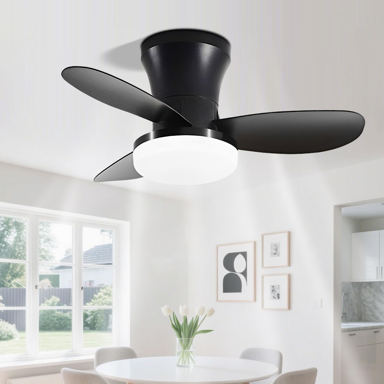 Ventilateur de plafond Nordic 25" avec LED à intensité variable pour plafond bas