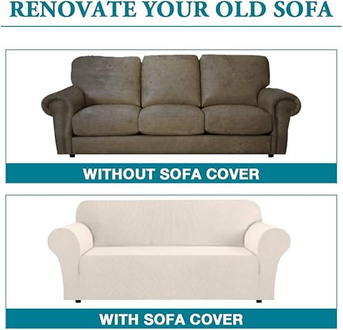 Miniatura 4 de Funda elástica para sofá Flamingo P de alto estiramiento, funda antideslizante para sofá de 3 cojines, protector lavable para muebles con mascotas