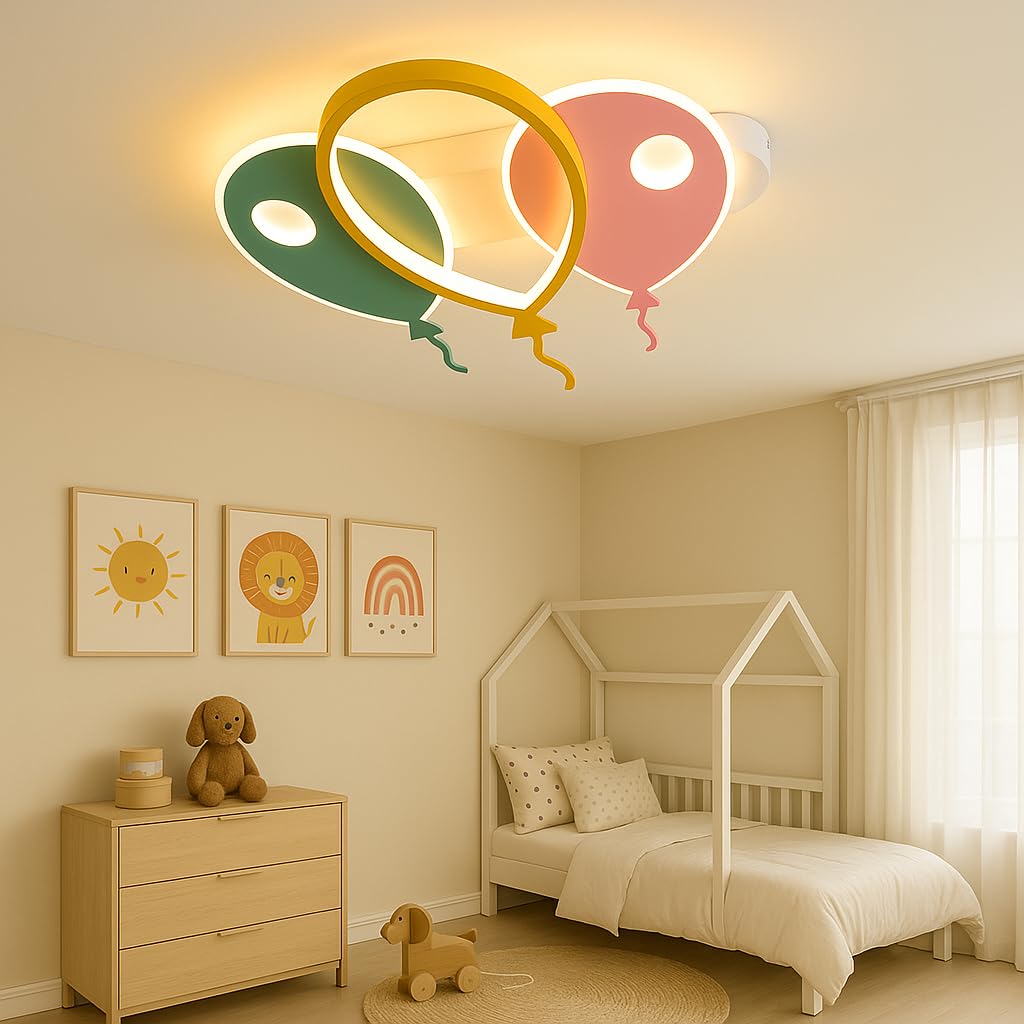 LED Deckenlampe Kinderzimmer Ballon Design – Deckenleuchte Dimmbar mit Fernbedienung, 2800lm, 28W, Farbtemperatur 3000–6500K, Nachtlicht, Timer, Memory-Funktion