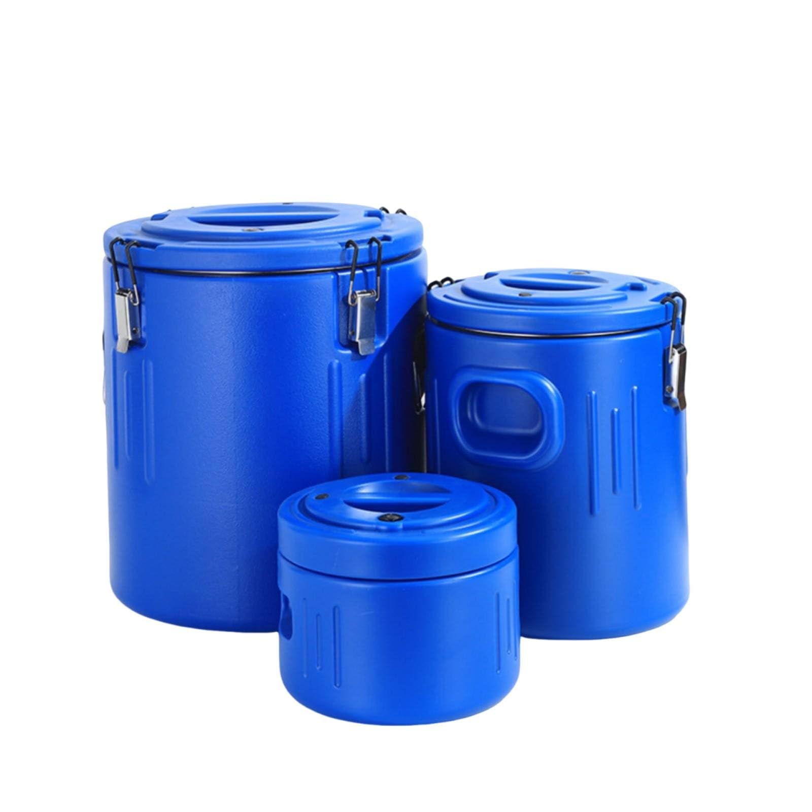 3 Stück Isolierter Vorratsbehälter -aufbewahrungskübel Edelstahl Schaumisolierung Lebensmittelmit Sicherheitsverschluss für Restaurants Familienessen, Blau, 3er-Set 5L/20L/40L