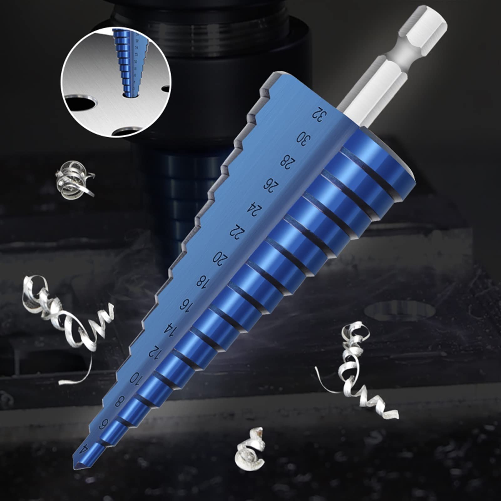 Wiertła do cięcia wiertło stożkowe stopniowe wiertło stopniowe z chwytem sześciokątnym HSS re Hole Cutter 3-13 4-12/20/22/32mm wiertło do metalu (kolor: 3 szt. 3-12 4-12 4-20) (1 szt. 4)