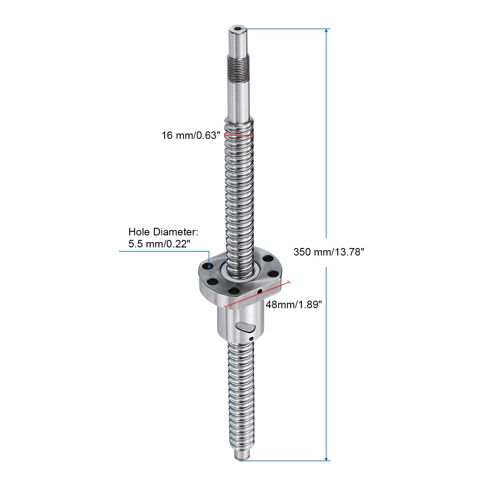 QUARKZMAN Vis à billes SFU1605 (Diamètre 16mm, Pas 5mm, Longueur 350mm) avec écrou de vis à billes Kit de vis à billes anti-jeu standard Usinage d'extrémité pour pièces de machine CNC