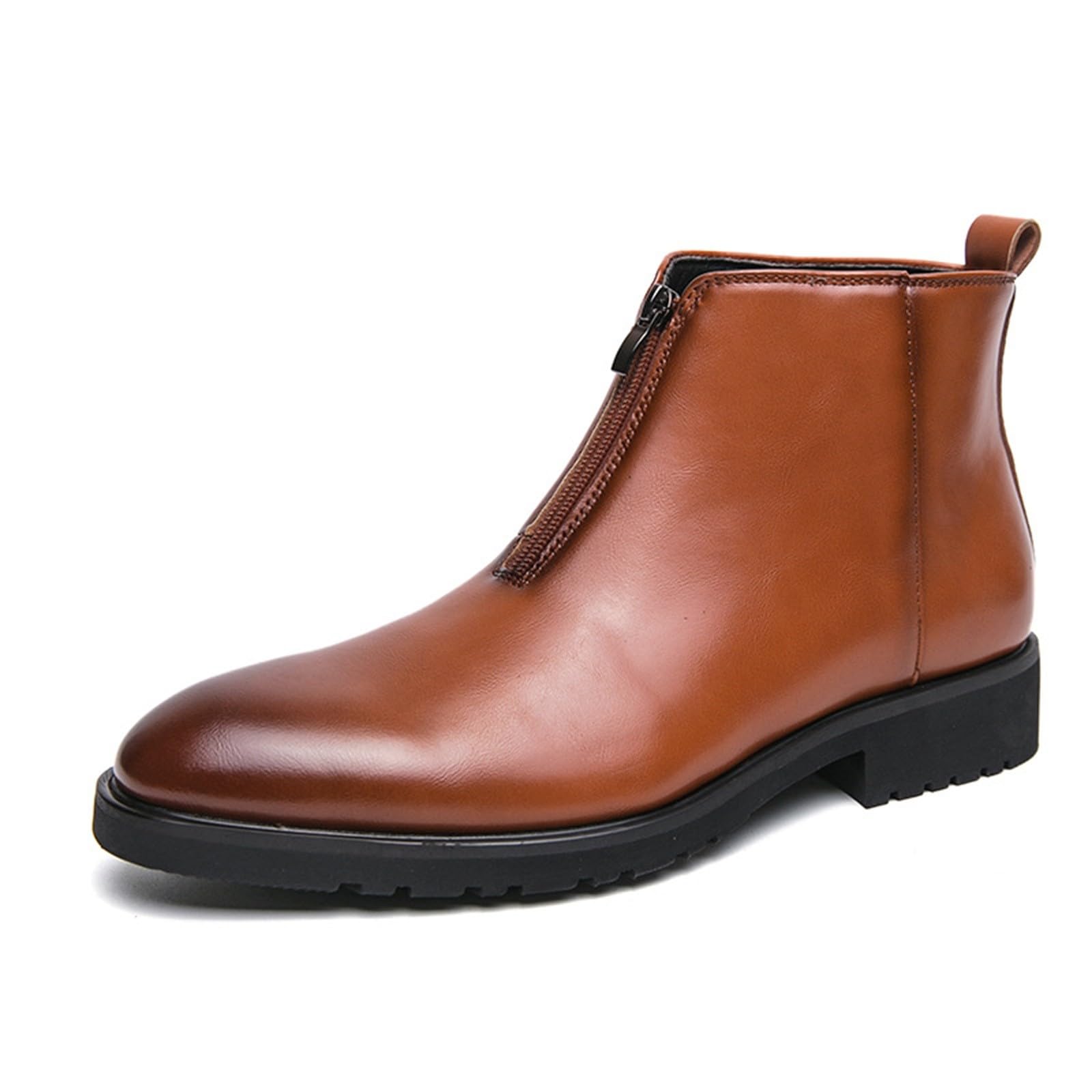 Stivaletti da uomo impermeabili con chiusura lampo, antiscivolo, eleganti, da trekking, per il tempo libero, vintage, per l'autunno, per attività all'aperto