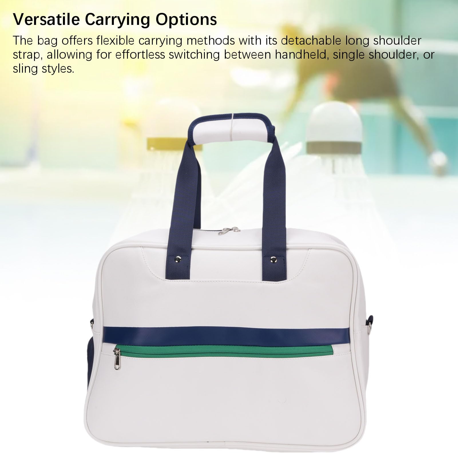 Yosoo Health Gear Badminton-Tasche, PU-Badminton-Schultertasche, Großes Fassungsvermögen, mit Schultergurt, Separater Schuhbehälter, Spritzwassergeschützt, für Outdoor-Training, Fitnessstudio,