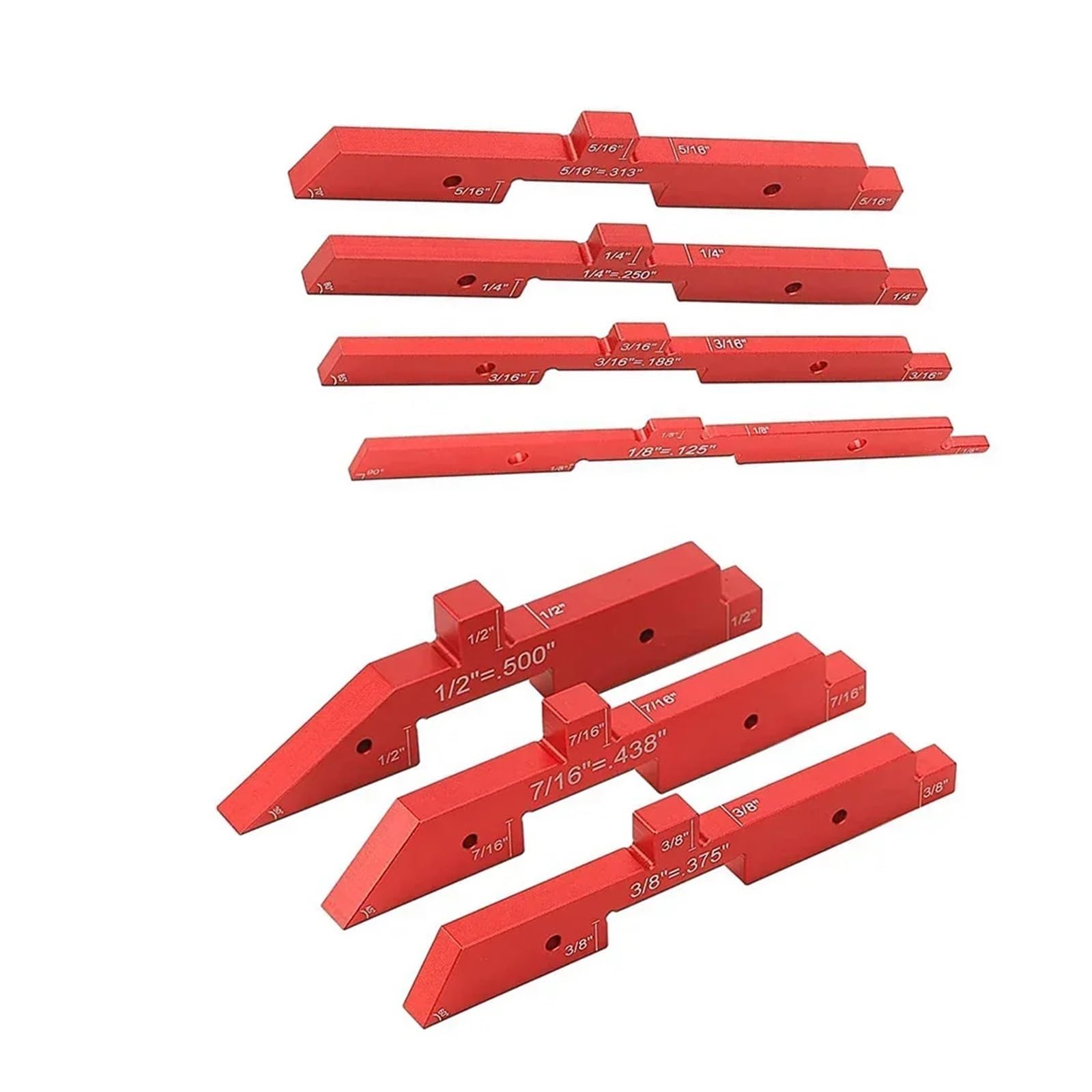CUDTAPI 7pcs Router Table Setup Bars Aluminum Setup Blocks Height Gauge Router Table Saw(Rosso)
