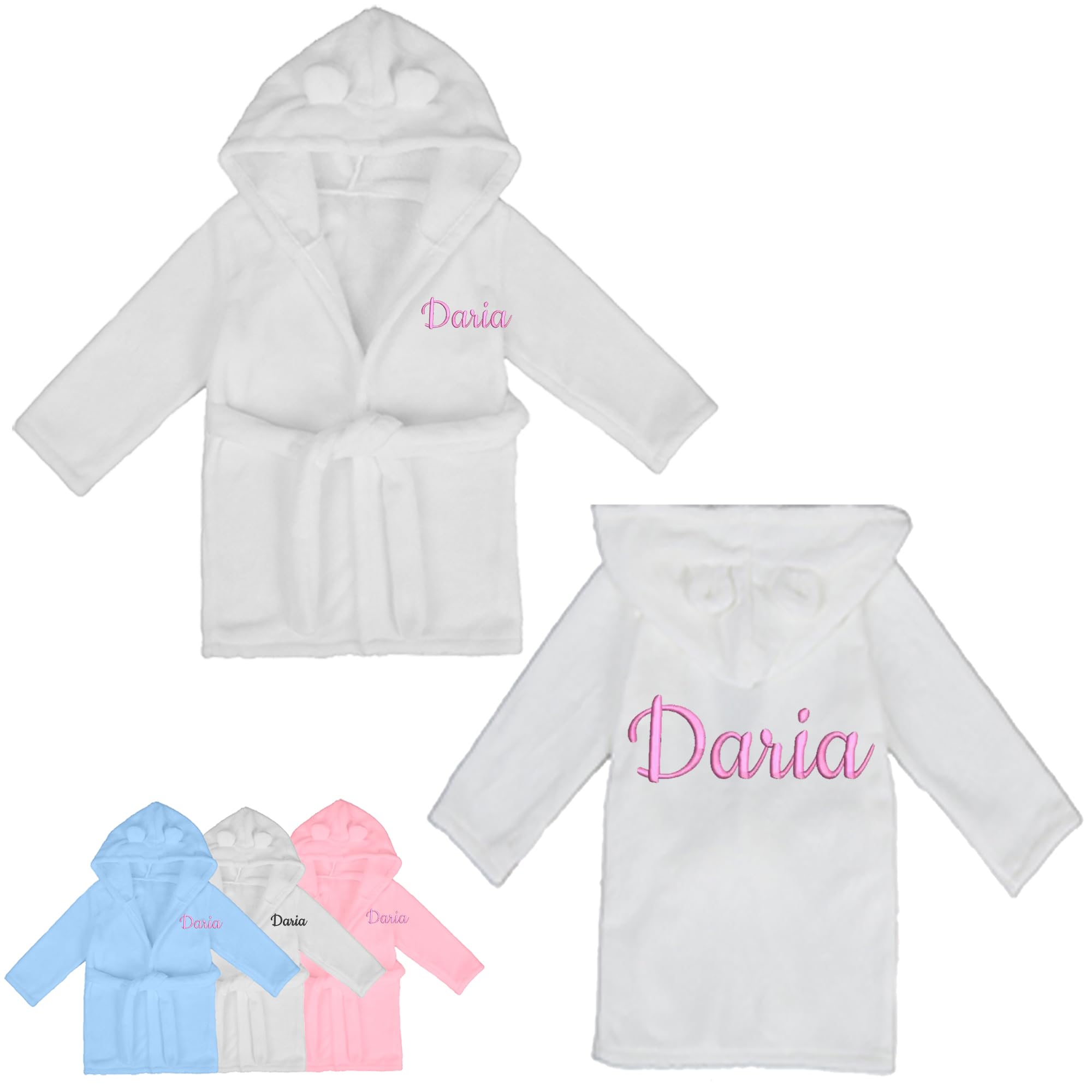 Peignoir Personnalisé Femme Peignoir Bébé Personnalisé Nom Brodé – Peignoir Capuche Flanelle Douce – Cadeau Naissance Baby Shower Peignoir Enfant