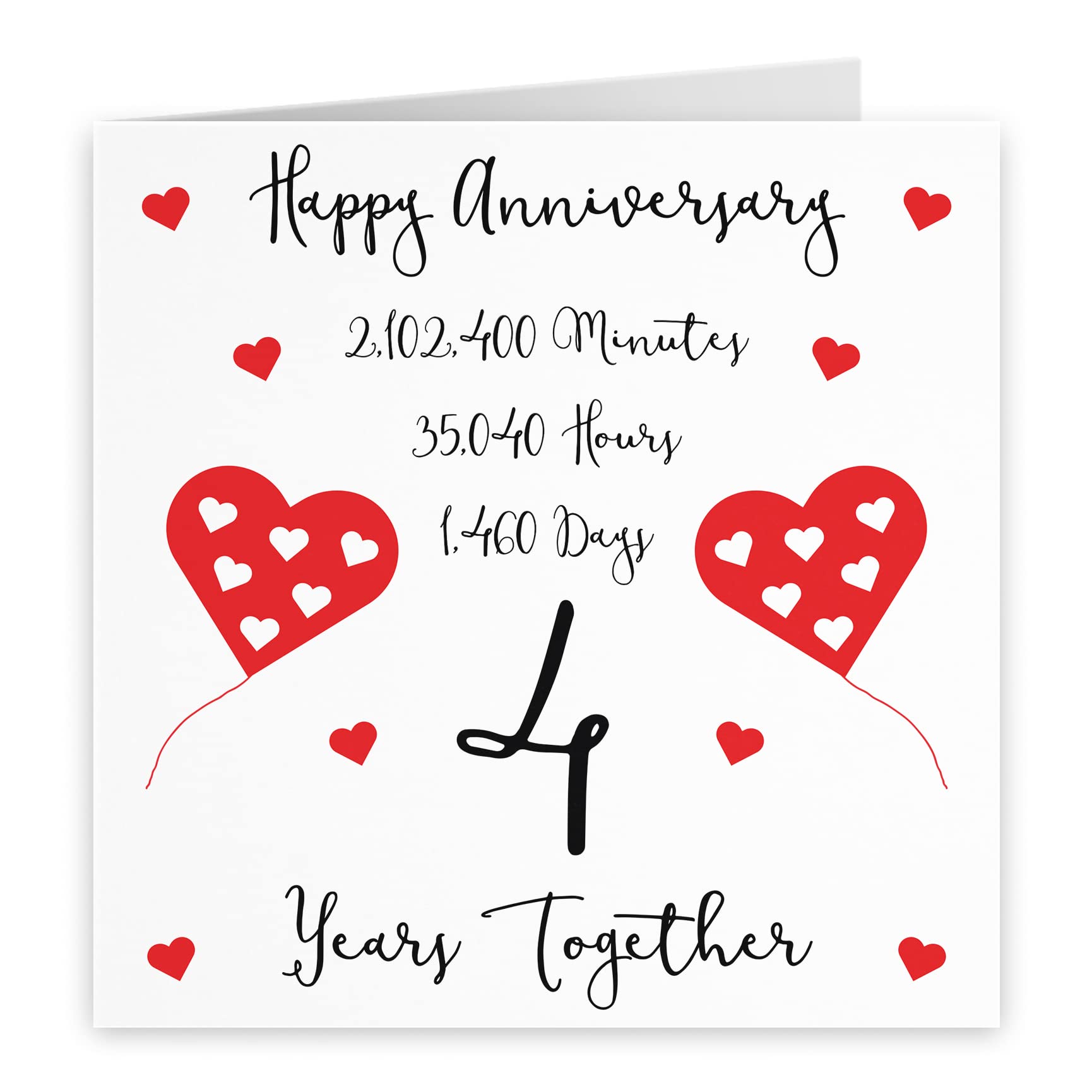 Hunts England - 4th Wedding Anniversary Card - 4 Years Together - Happy Anniversary - Timeless Collection - Cute Fun Card - Image 2