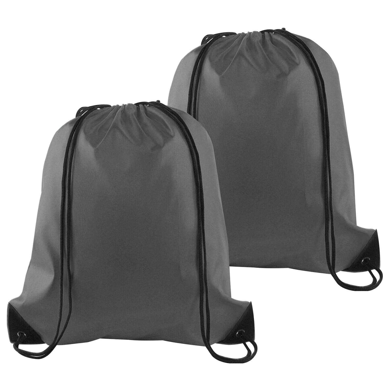PLULON 2Pcs Drawstring Bags Bulk, Gray Drawstring Backpack String Backpack Cinch Sack Sport Gym Backpack Bags for Yoga Traveling Outdoor Sports