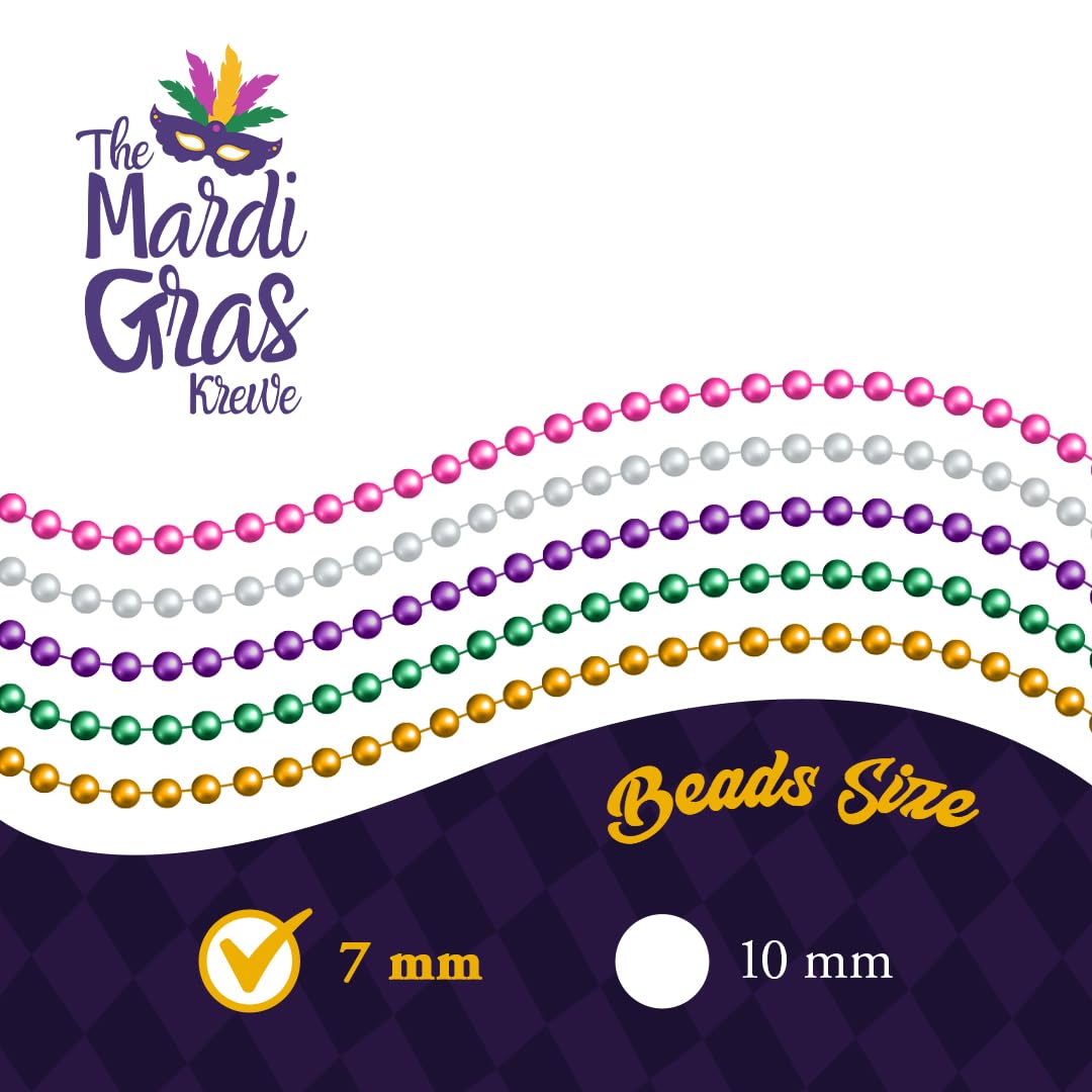Mardi Gras koraliki 84 cm, 7 mm, 10 tuzinów, 120 sztuk, różne plastikowe koraliki z kolorowymi koralikami z dublonami, naszyjnik z koralików do majsterkowania, tworzenia biżuterii, na imprezę, do