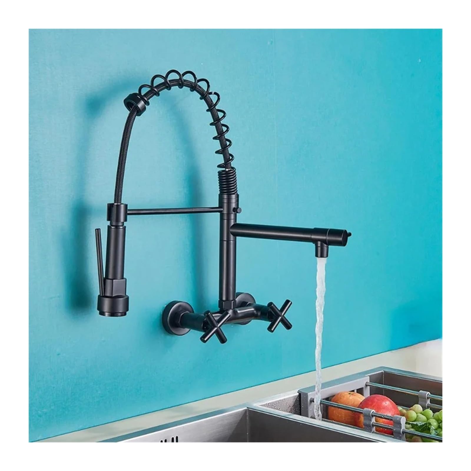 Mitigeur eau chaude et froide noir à ressort pour un nettoyage précis