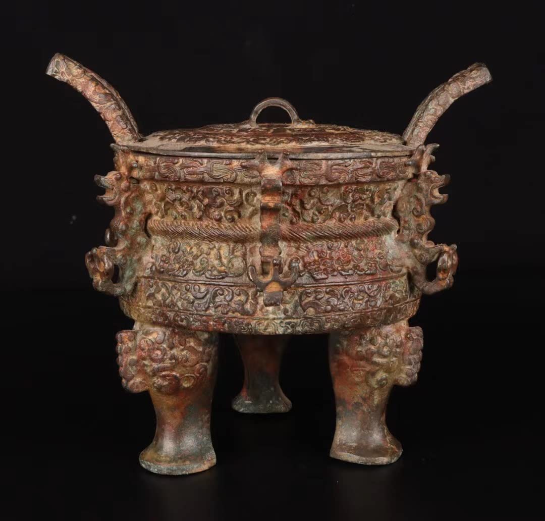 Amazon.co.jp: 春秋館蔵珍品古青銅器彫王子午鼎極細工骨董品古賞物中国