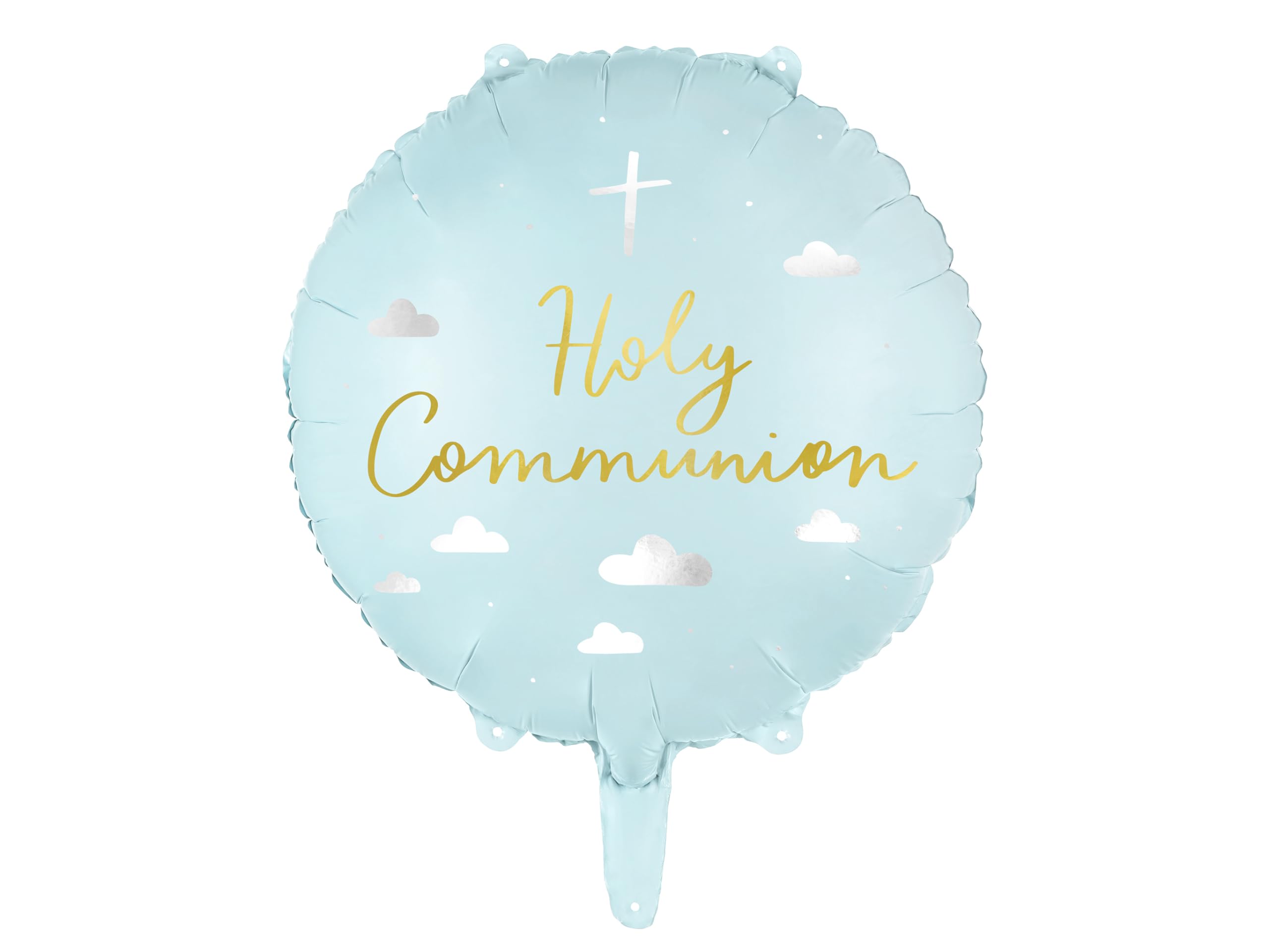 PartyDeco Blue Holy Communion Foil Balloon, Pastel Religious Balloon, Childrens Communion Decorations