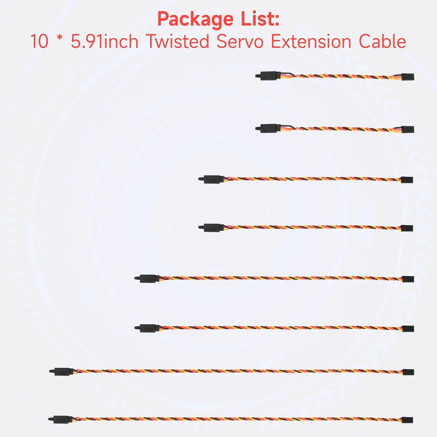 Crazepony Twisted Servo Extension Cable w/Safety Clip - 20AWG 60 Core Male to Female Servo Extension Cable Twisted Wire for RC Vehicles, Drones, E-Bikes, RC Model - 4 Lengths / 2 Wires per Pack