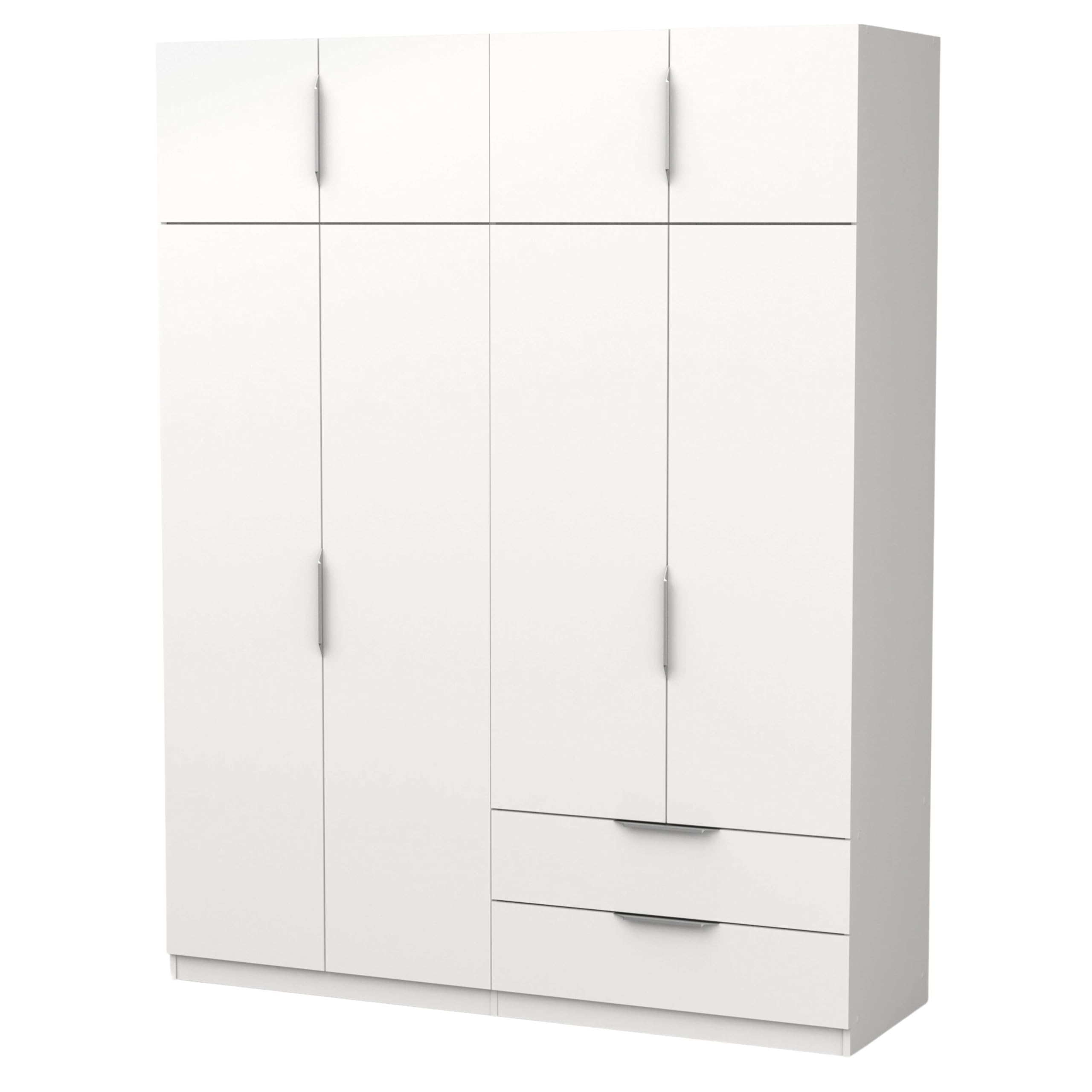 Miroytengo Armario Ghost Grande, Vestidor con Diferentes Compartimentos, 8 Puertas y 2 Cajones, Blanco Mate o Roble Kronberg o en Blanco y Roble 203x158x51 cm