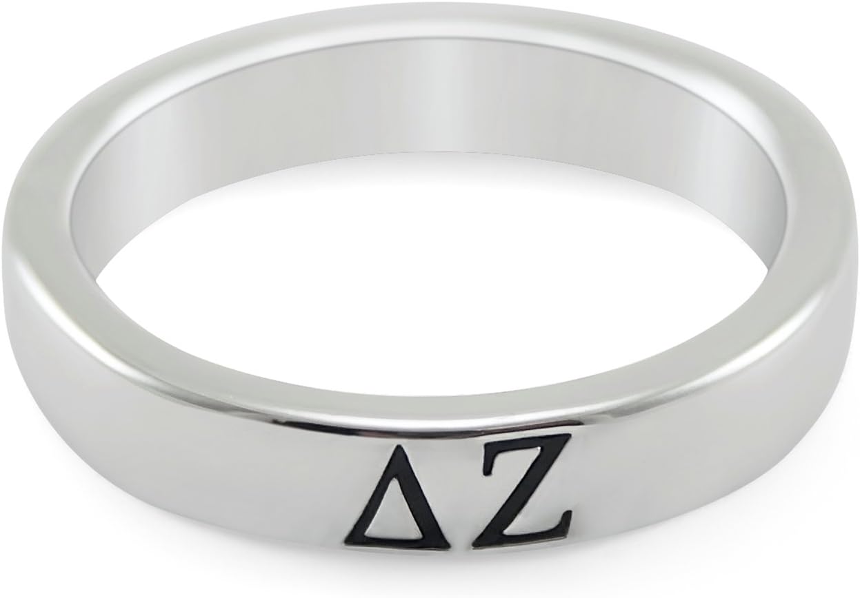 The Collegiate Standard Delta Zeta Sorority Sterling Silver Skinny Band Ring