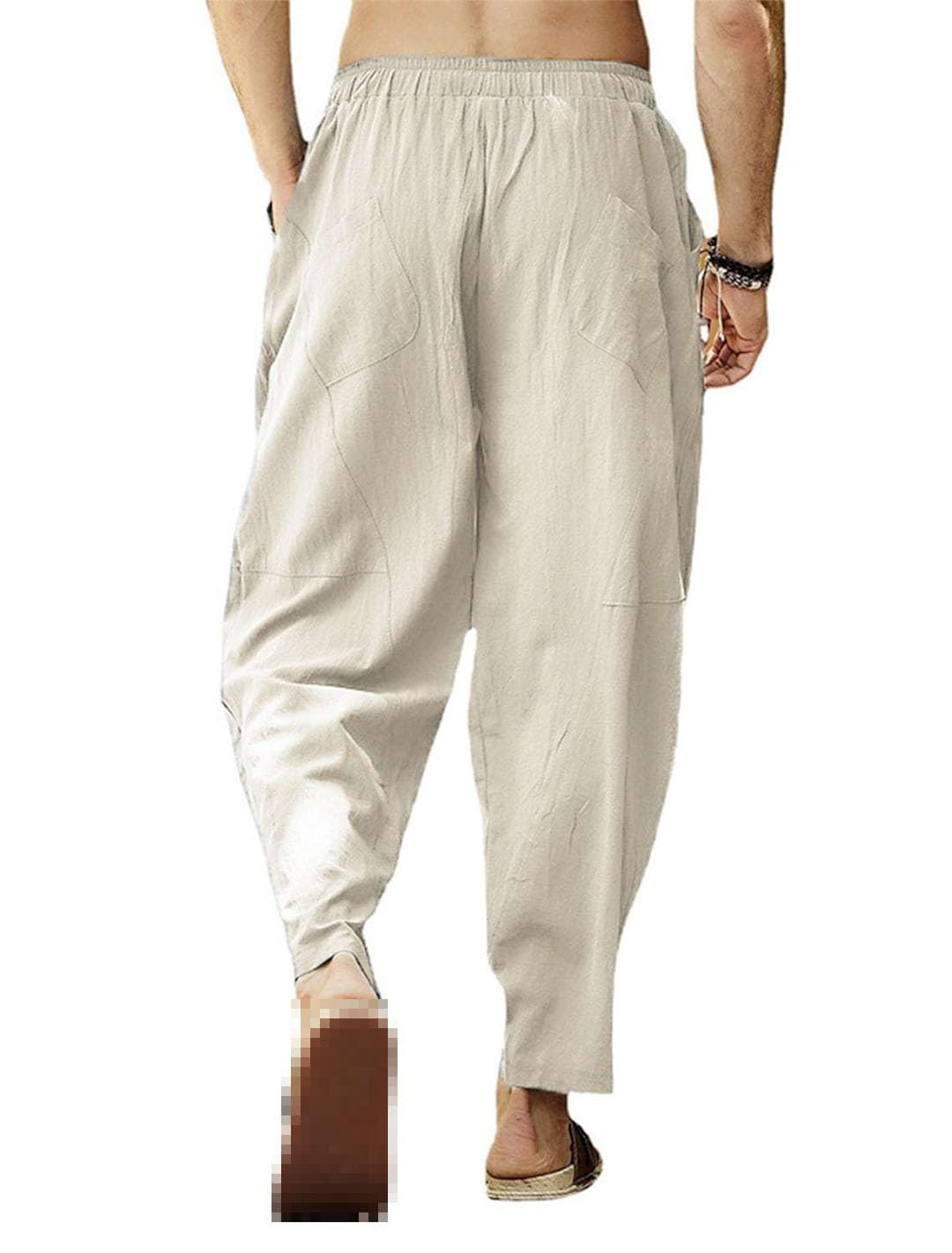 Pantalón Lino Hombre Ancho Casual Deportivo Jogging