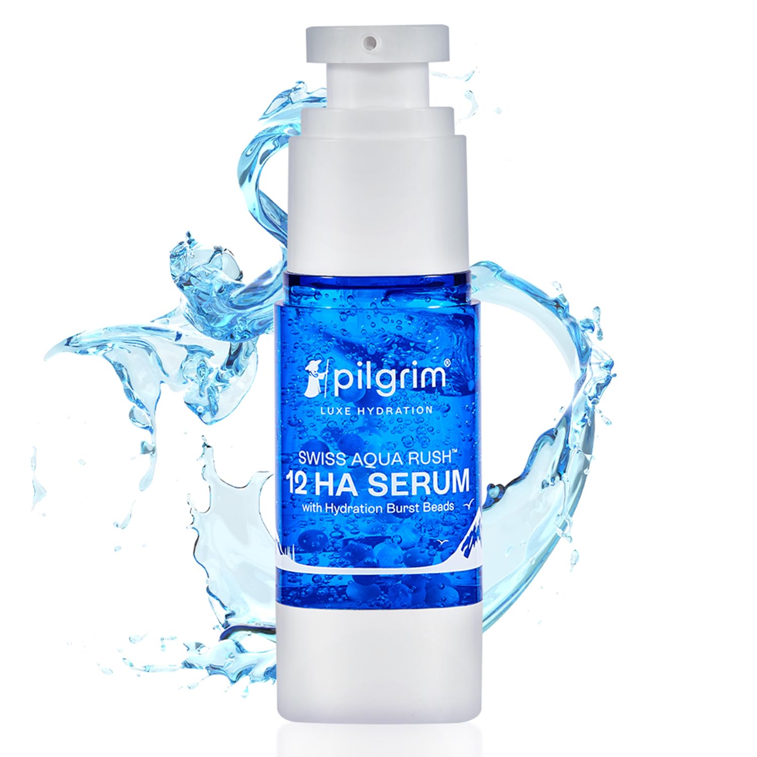Swiss Aqua Rush™ 12 HA Serum (hyaluronic acid) with Hydration Burst Beads |Crafted with powerful hydrators-12 hyaluronic acid, Swiss Aqua Rush™, Copper Tripeptide |Long lasting hydration| 30ml