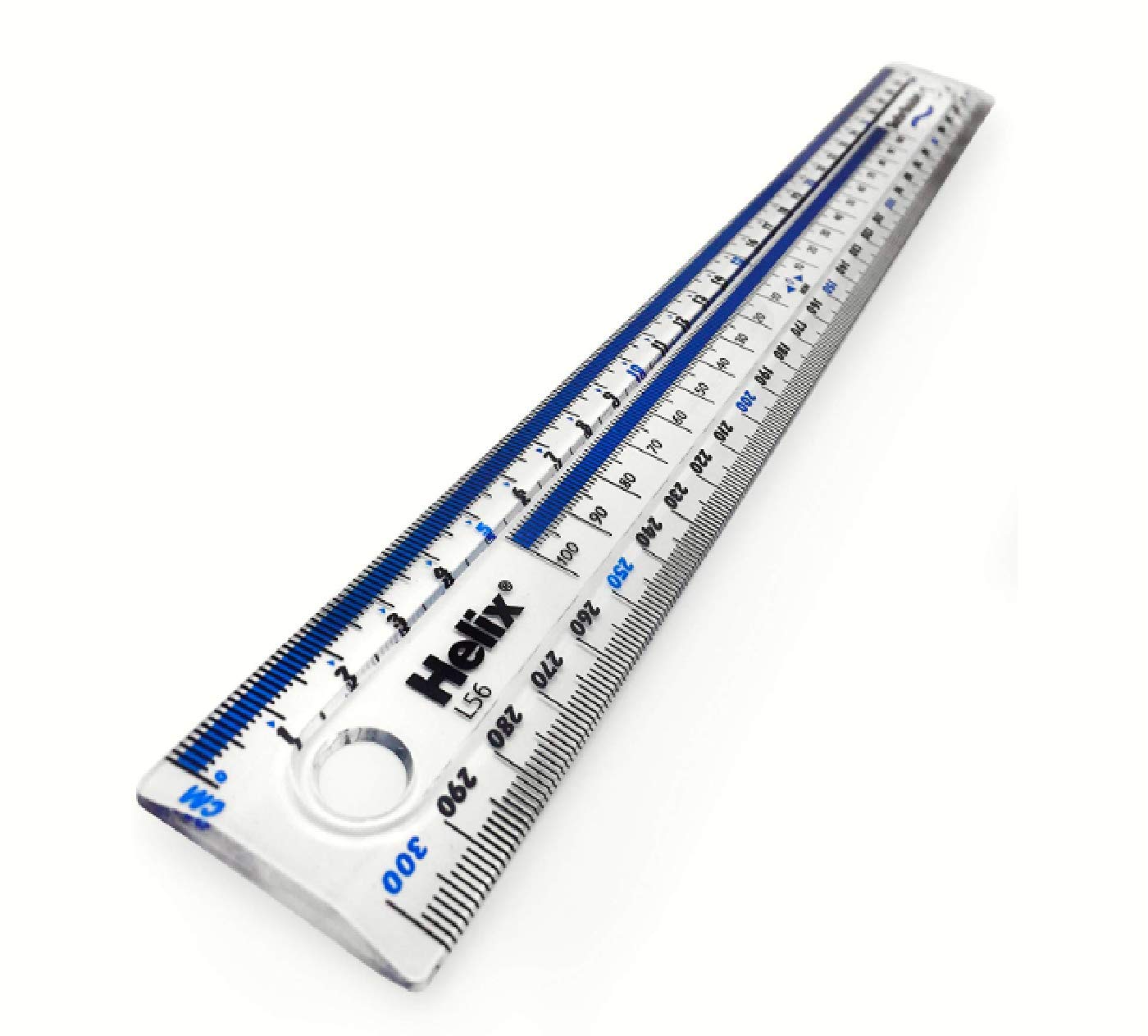 12”/30cm Clear Plastic Ruler with Blue Strip – Shatter-Resistant (3-Rulers)