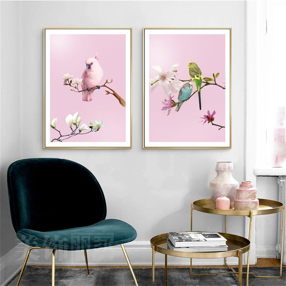 Wuhbcz Multicolored Canvas Paints,Birds Nordic Modern Branches Canvas Painting Wall Art Nordic Posters And Prints Wall Pictures For Kitchen Bedroom Living Room Decoration-60 * 70Cm*2Pcs (No Frame)