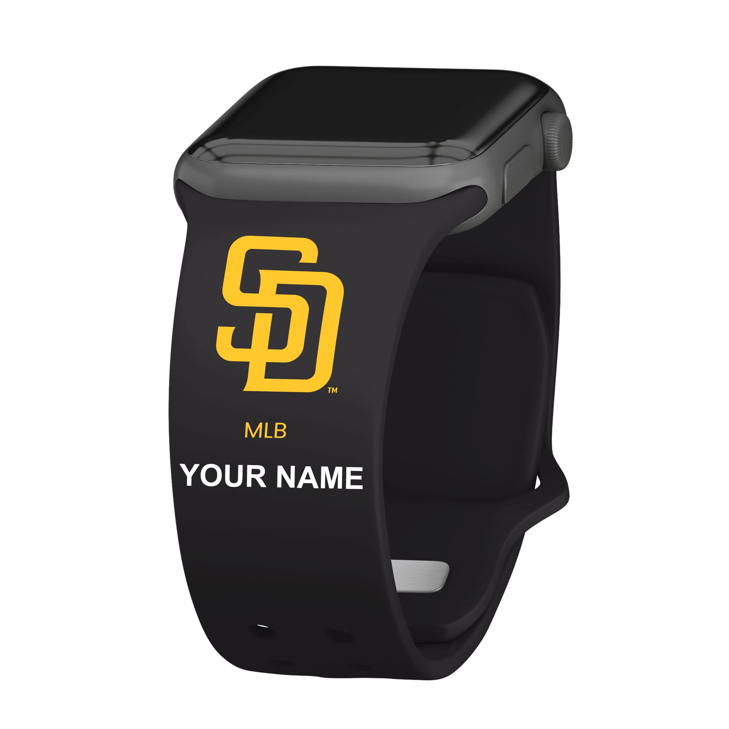 Game Time San Diego Padres HD Custom Name Watch Band Compatible with Apple Watch (42/44/45mm Long Black)