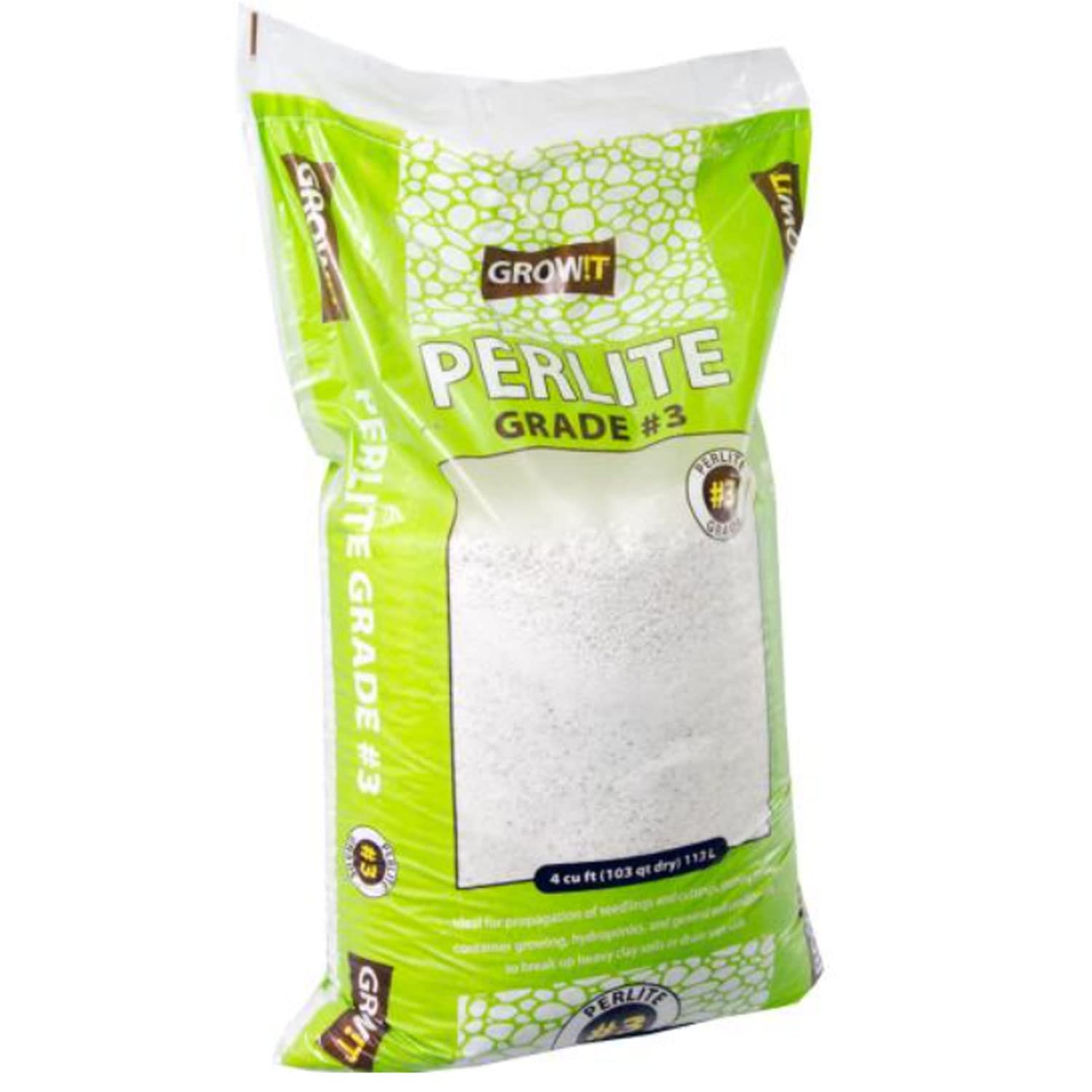 GROW!T JSPERL34 - Grade #3 Perlite, Super Course, (4 Cubic Feet) Hydroponic Perlite, White - Better Aeration and Drainage, Derived from a Natural Source, Odorless and Lightweight, Completely Sterile