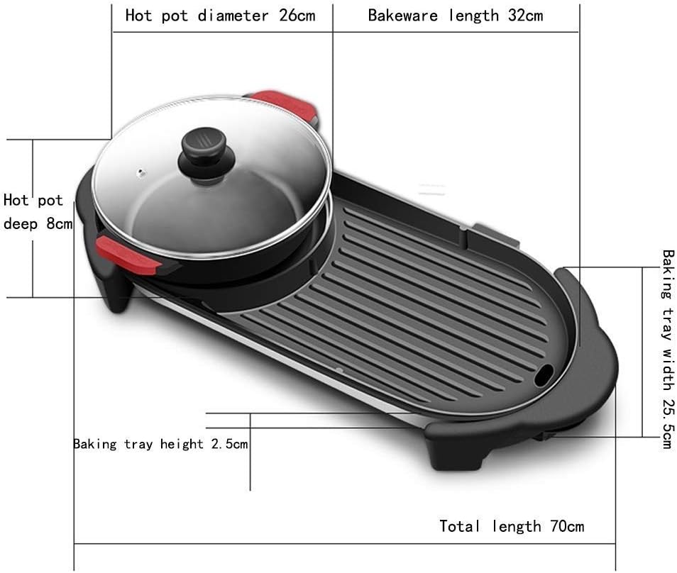 Multifunction Barbecue Pot Electric BBQ Grill Hot, Home Smokeless Bakeware Large Non-stick Machine