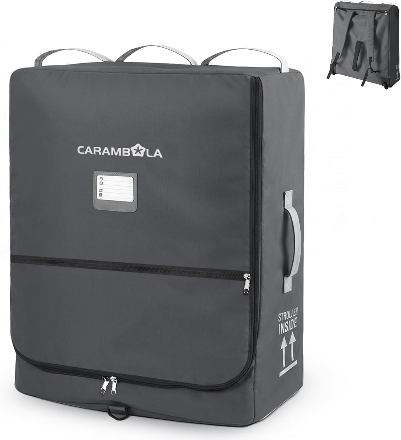 CARAMBOLA Stroller Travel Bag Compatible with UPPAbaby Minu Duo, Wheeled Gate Check Bag for Airplane, Hidden Backpack Straps, Front Zip Pocket, 600D Waterproof Padded Carrier with Foldable Storage