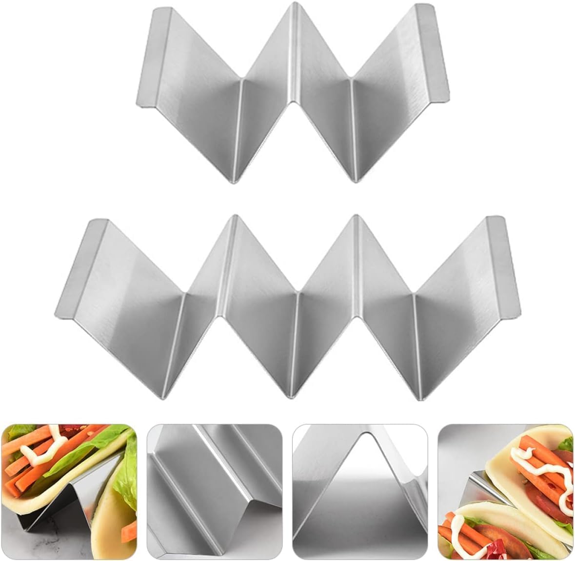 Taco Holder, Wavy Stands,Toast Shelf,tortilla 3pcs Dog with Taco/Dishwasher Shelf Baking Steel Holders Holder Stainless Wave Tortillas Rack Trays Oven Party Handles Tuesday Accessories Home Organizer
