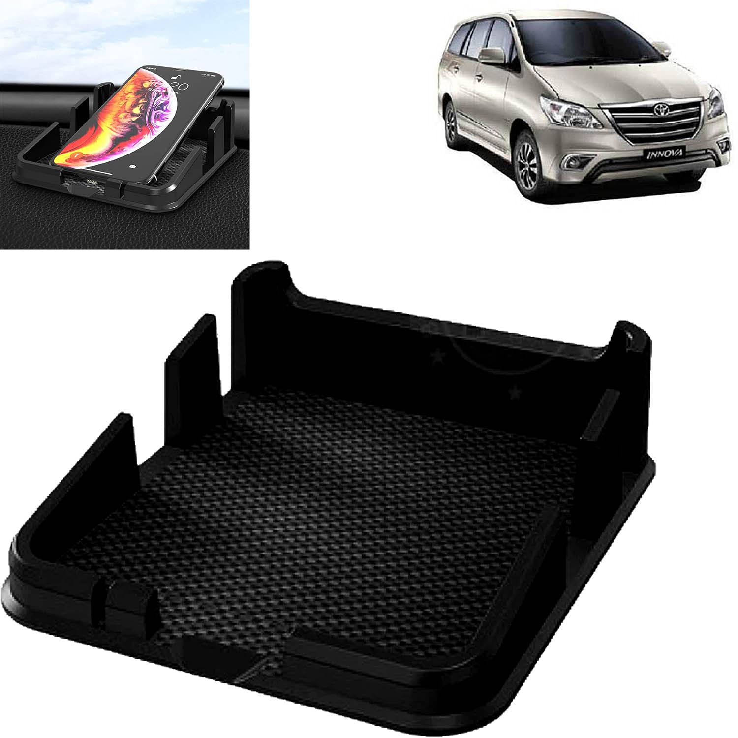 Aksmit 3R-2160 Car Multi-Functional Dashboard Carrying Organizer Storage Mat, Cell Phone Holder for Innova