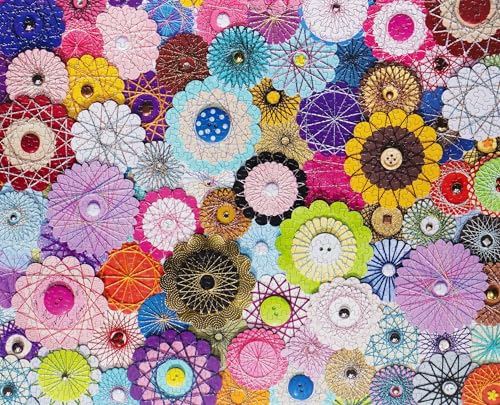 Rompecabezas de 1000 piezas para adultos: mosaico floral de botones Springbok 4