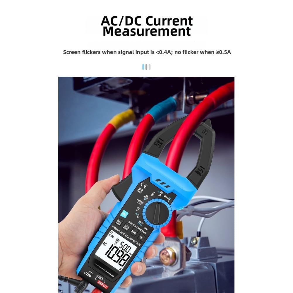 Medidor de abrazadera digital, CM86B True RMS 1000A AC/DC NCV, temperatura de -20 °C a 1000 °C para pruebas de HVAC de electricista