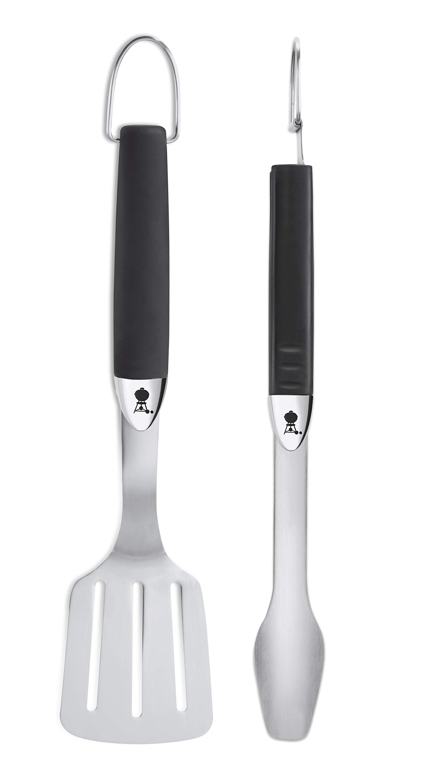 Weber 6645 - Set De 2 Utensilios De Acero Inoxidable - modelo pequeño + 7447 - Chimenea de encendido compacta Rapidfire