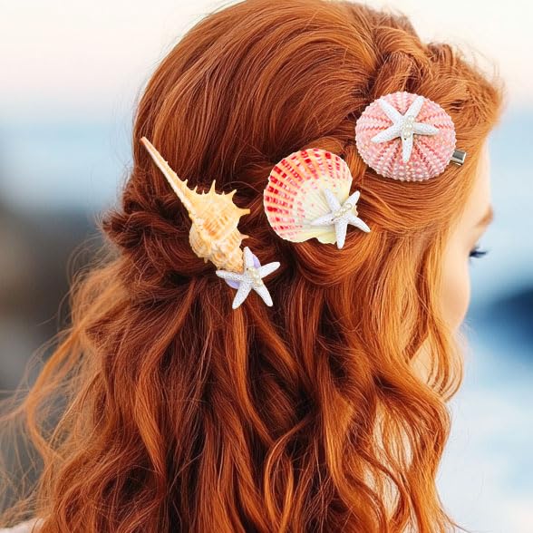 JONKY Seashell Hair Clip Ocean Starfish Headpiece Mermaid Costume Hair Accessories for Women