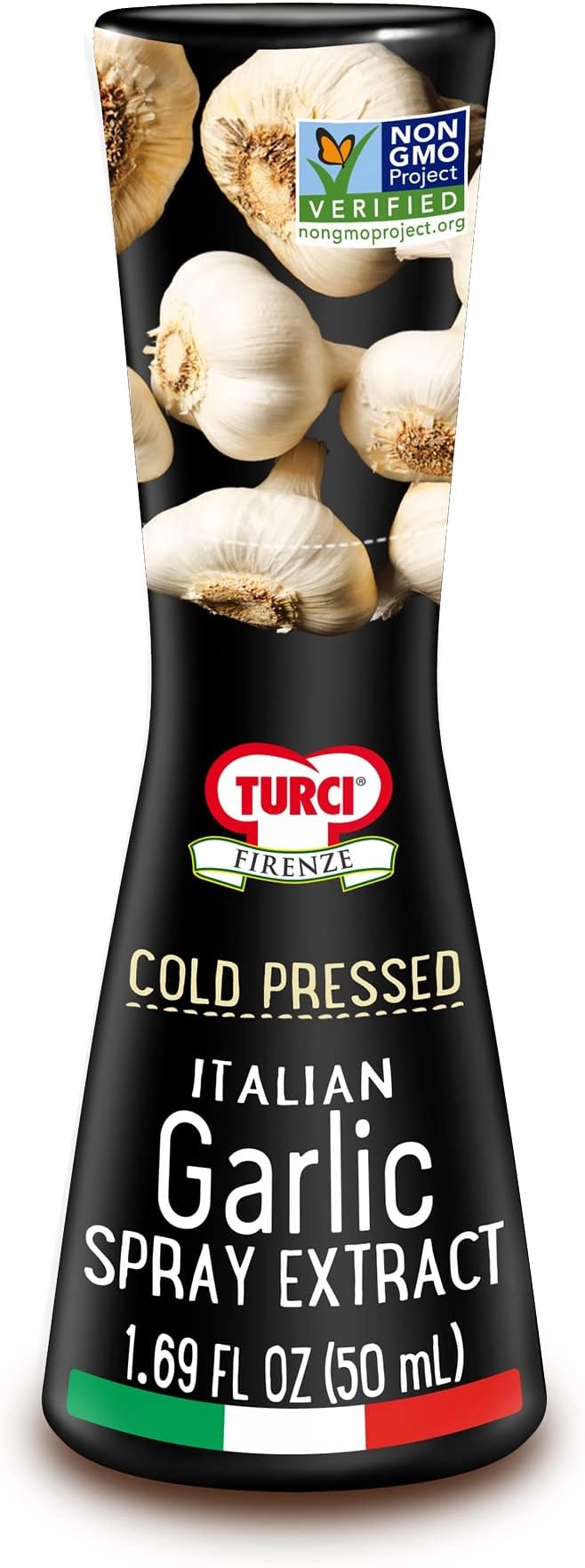 Turci Garlic Extract Spray 1.69 fl. oz., A Flavor-Packed Finishing Touch on Hot/Cold Dishes, Natural Extract, Non-GMO, Preservative Free, No Artificial Color/Flavor