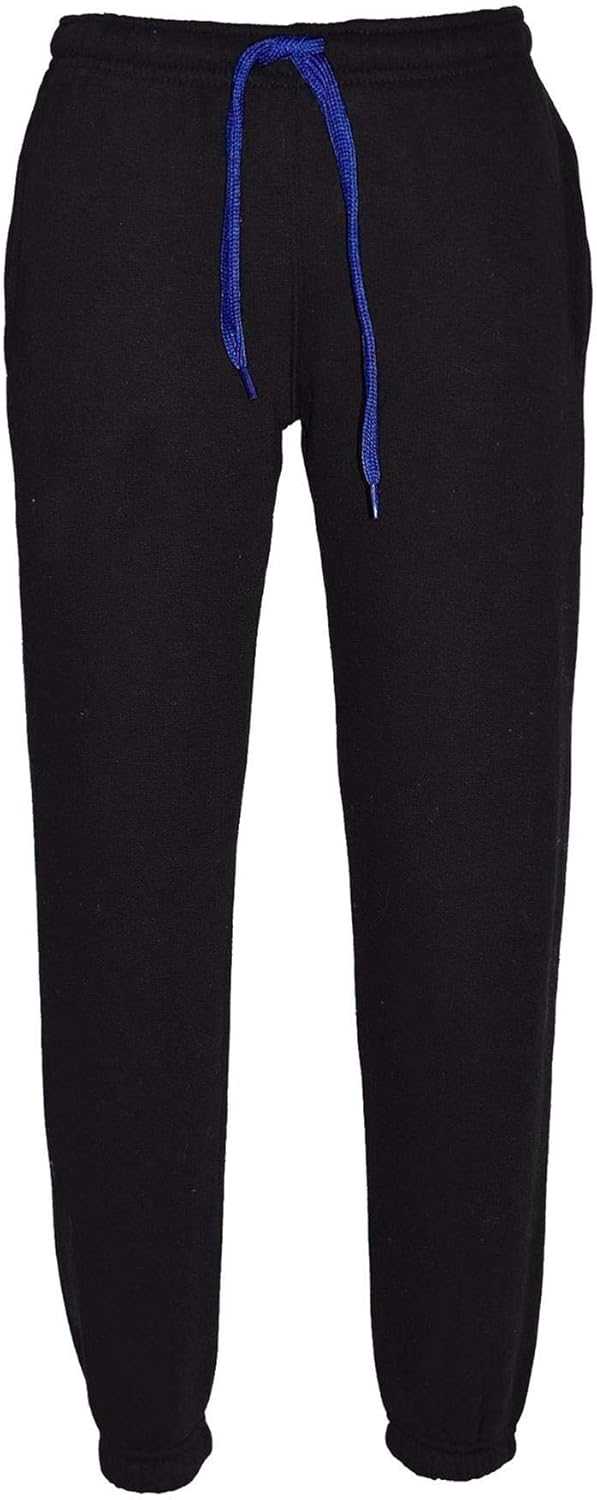 Boys Girls Fleece Hooded Tracksuit - T.S Contrast Trim Black & Royal 2-3