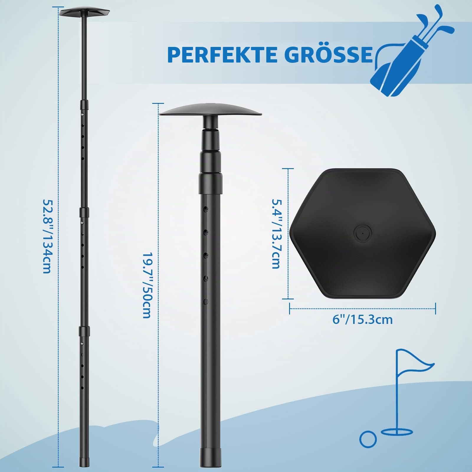 Rhino Valley Teleskop-Golftaschen-Halterung, verstellbare Halterung aus Aluminiumlegierung mit Oberdeckel, Zubehör für Golf-Halterung