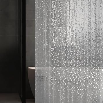 Narrow 3D Pebble Pattern Waterproof Shower Curtain Liner EVA Shower Curtain with 3 Bottom Magnets, Shower Liner for Shower Stall, Bathtubs, 48 x 72