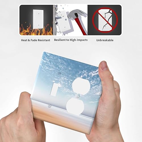 Miniatura 5 de XRELZRS Blue Ocean Beach - Placas de cubierta de interruptor de luz triple de 3 bandas para interruptor de luz, 4.50 x placa de interruptor de