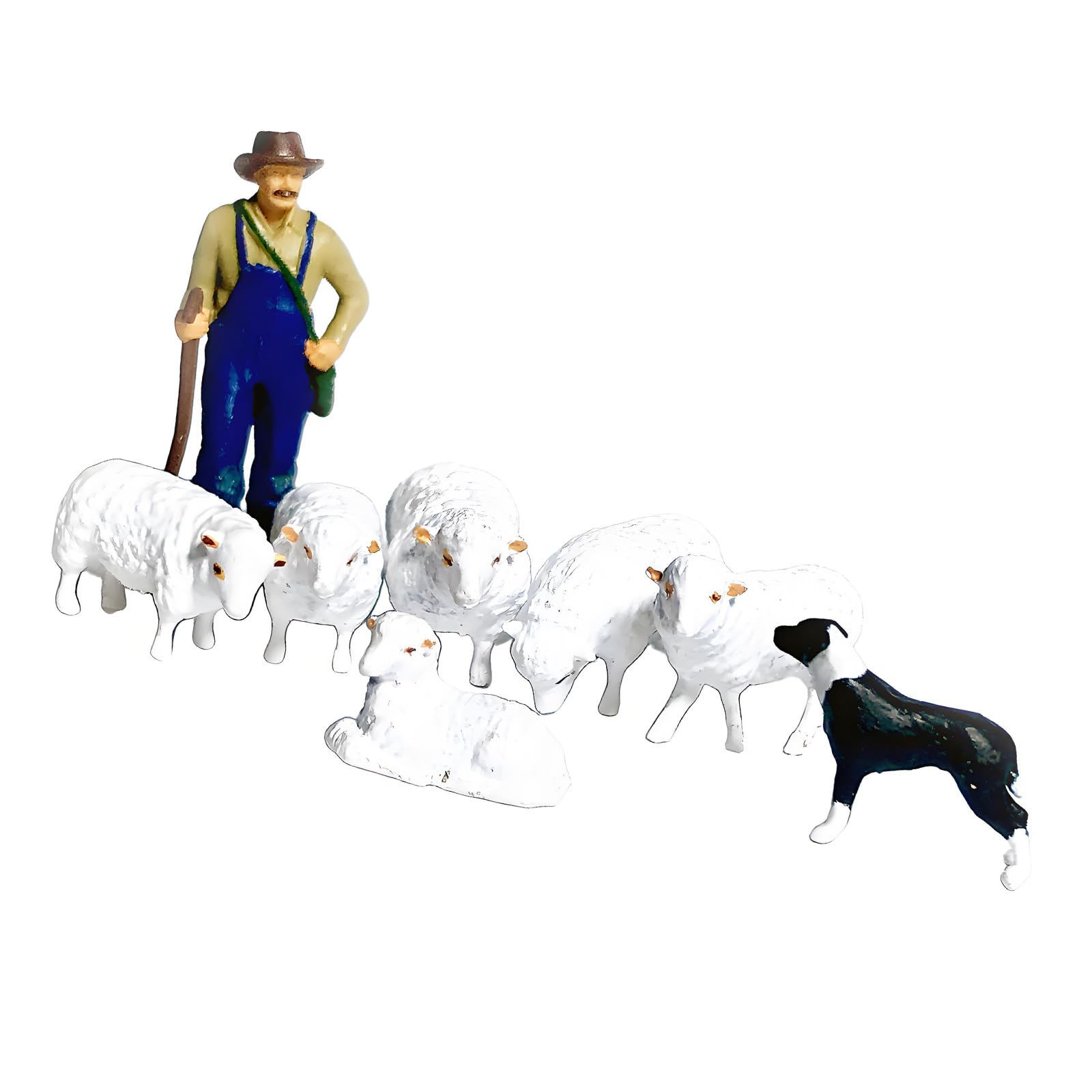 Zxfdsfdbnm 1: 64 Scale Resin Shepherds Sheep Miniature Figures for Desk Decor Collectible Displays Resin Miniature Figure Model for Dioramas