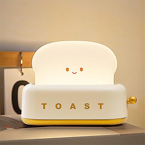 Linda luz nocturna para niños lámpara de tostadora Kawaii recargable por USB para pan tostado luces nocturnas con temporizador lámpara de escritorio