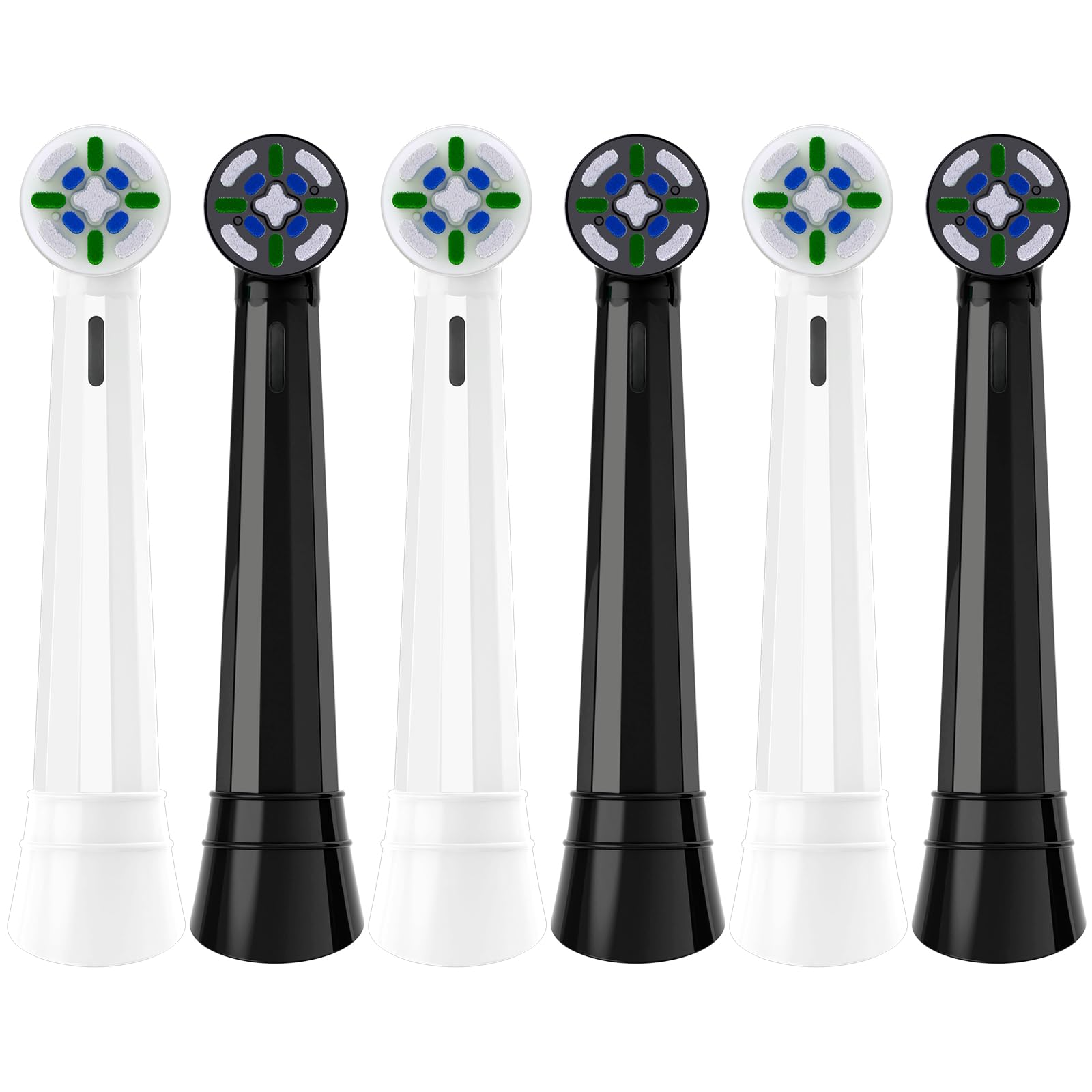 Replacement Heads Compatible with Oral B iO Replacement Heads for iO Series 2/3/4/5/6/7/8/9/10 Series Electric Toothbrush Handles, 6 Pack, White+Black
