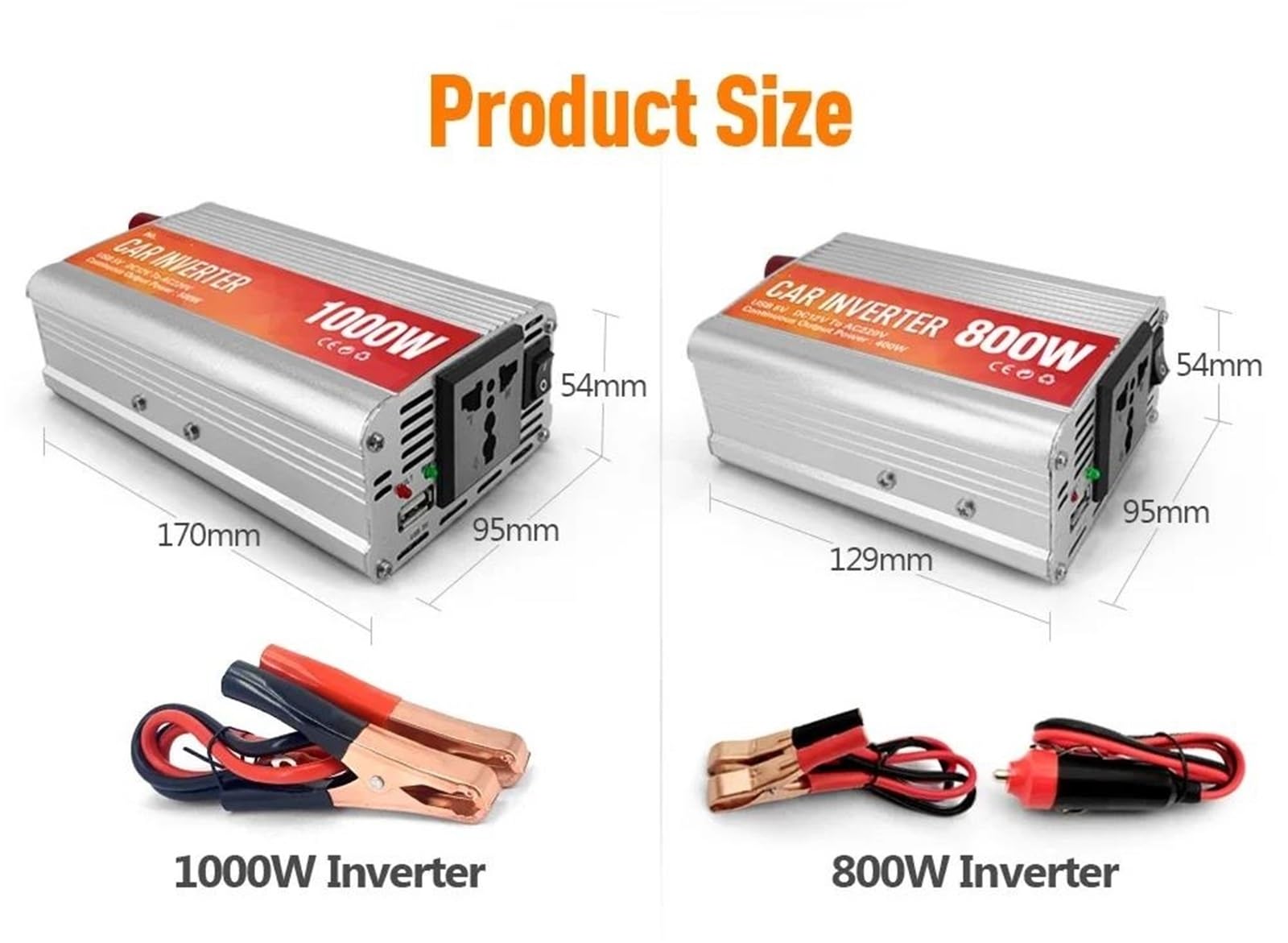 Power Inverter Inverter per Auto 12V 220V Convertitore di Potenza CA con 5V USB Onda Sinusoidale Inverter Caricabatterie Attrezzatura di Conversione Auto Convertitore di Potenza(1000W)