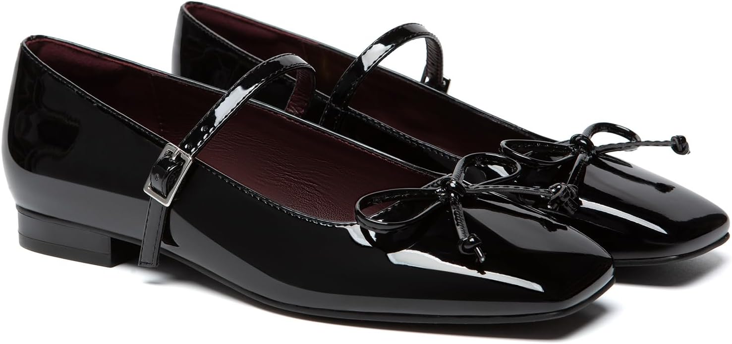 Athlefit Women's Mary Jane Flats Dressy Comfortable Square Toe Ballet Flats Shoes with Buckle Strap - Image 3